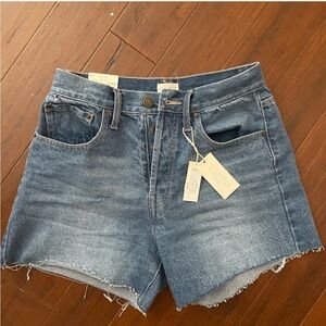 Z Supply everyday mid length Denim Cutoff Jean fray Shorts - Light Wash Blue 27